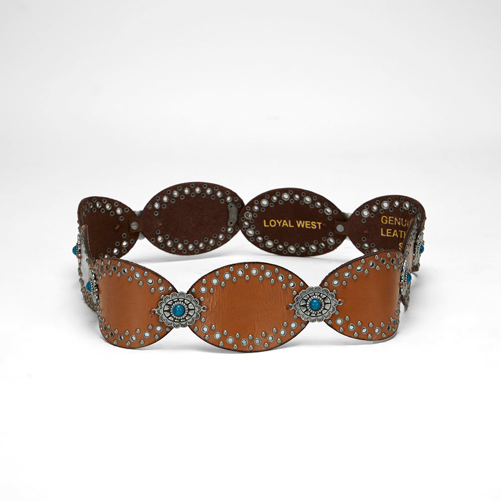 Loyal West Alta Buena Leather Belt In Calfskin-BROWN - Myra USA