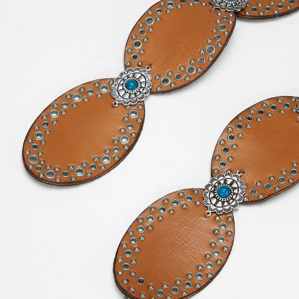 Loyal West Alta Buena Leather Belt In Calfskin-BROWN - Myra USA