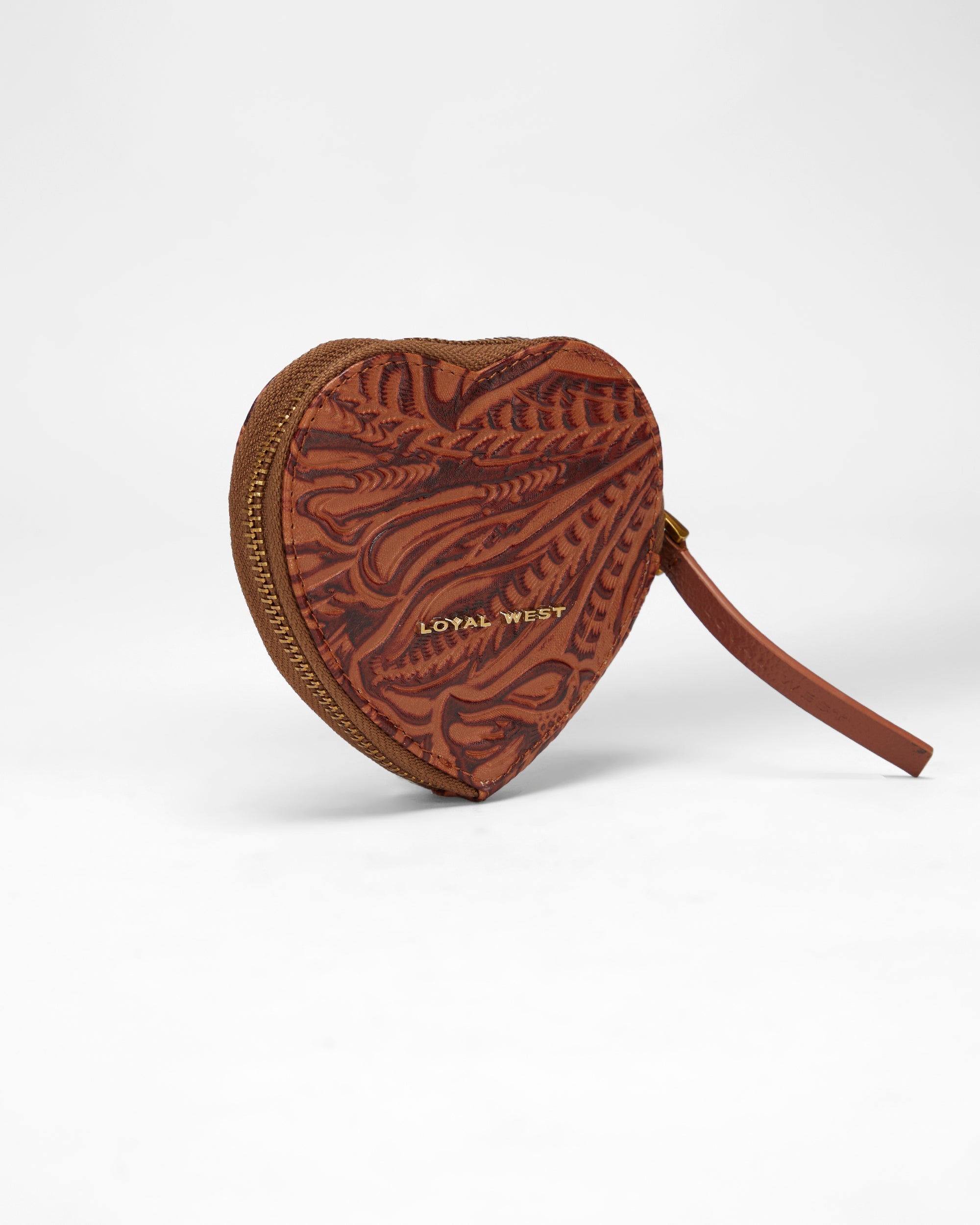 Loyal West CUPID COIN POUCH IN HAND FINISHED EMBOSSED LEATHER - BROWN