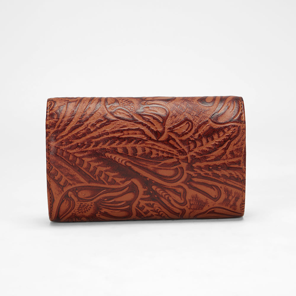 Loyal West CANYON JEWELERY CASE IN HAND FINISHED EMBOSSED LEATHER - BROWN - Myra USA