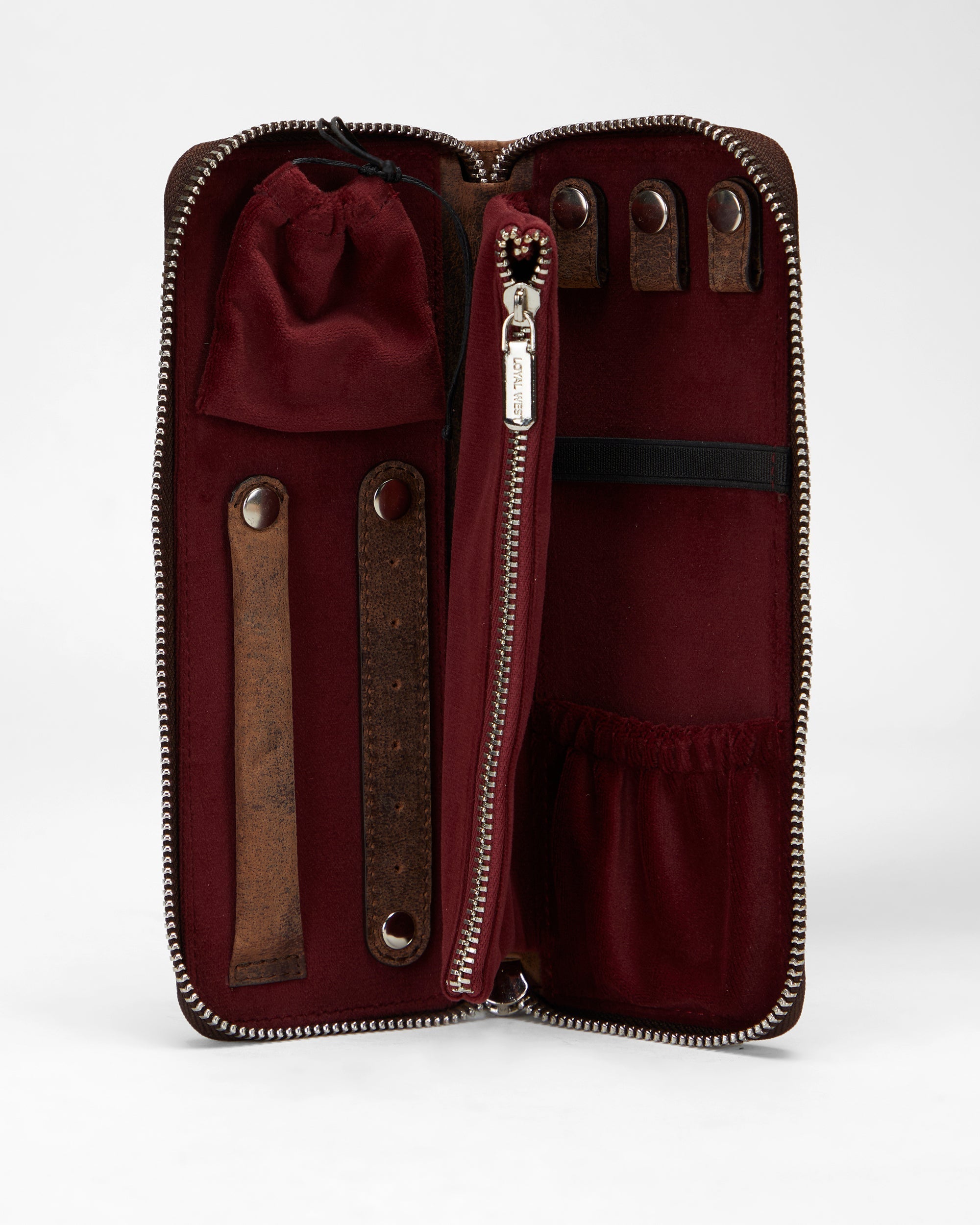Loyal West RANCH ROAD JEWELERY CASE IN BROWN & WHITE COWHIDE - Myra USA