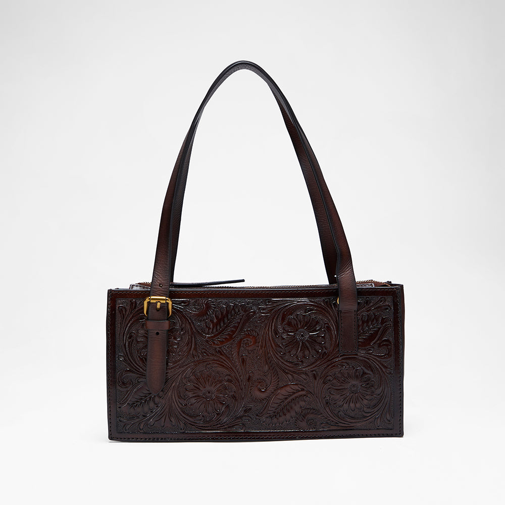 Loyal West MIVVA HANDTOOLED MINI BAG - BRUNETTE LEATHER - Myra USA