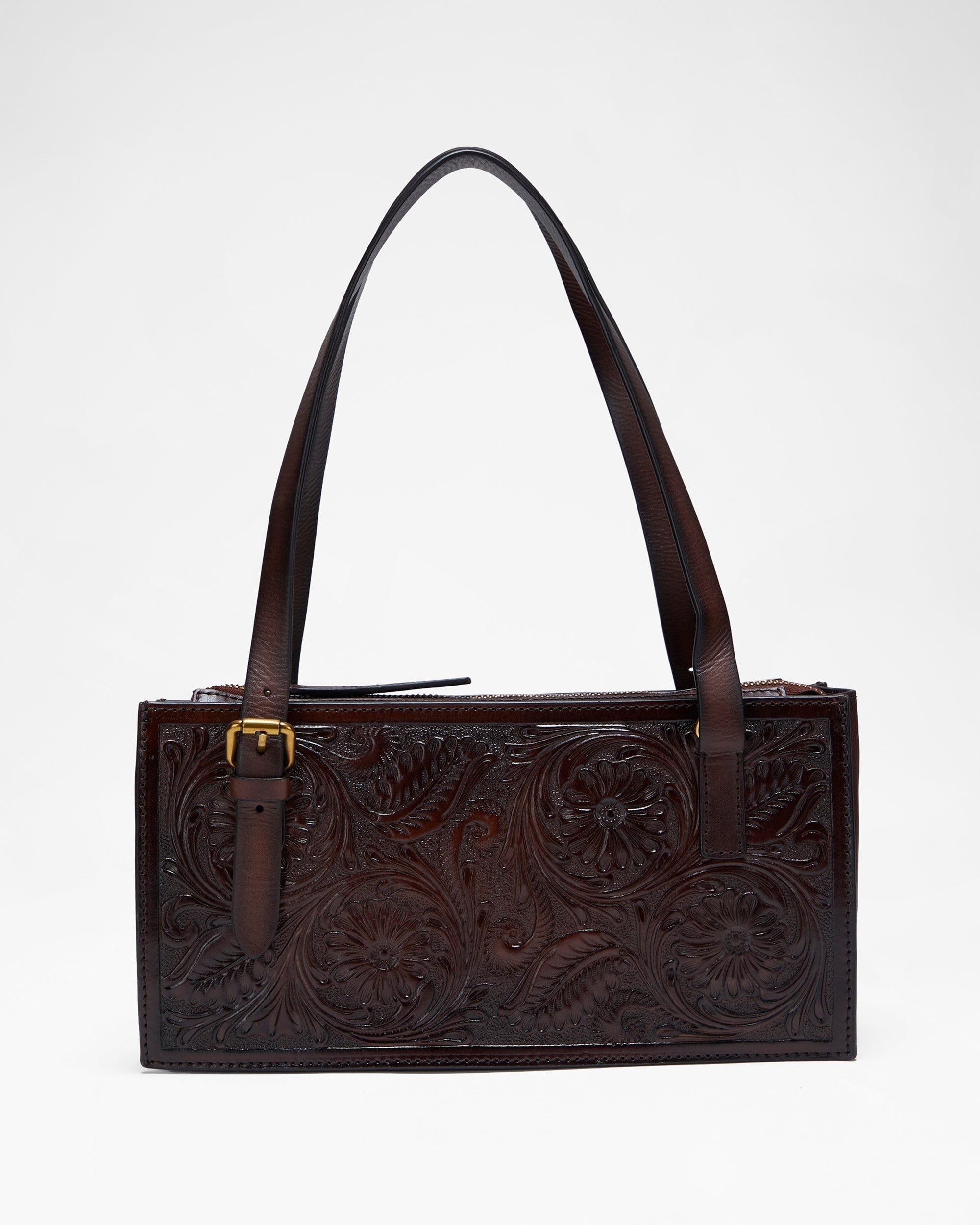 Loyal West MIVVA HANDTOOLED MINI BAG - BRUNETTE LEATHER