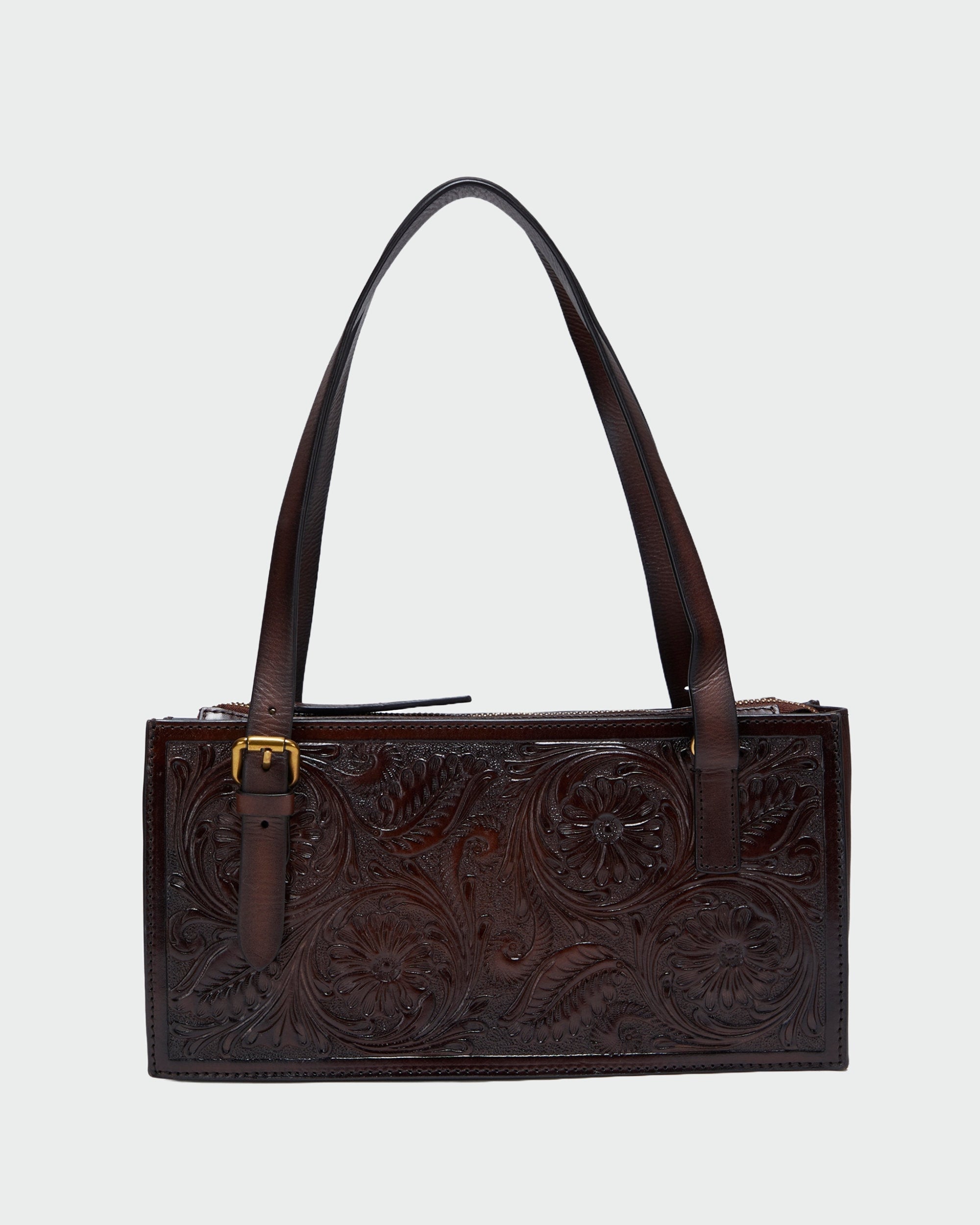 Loyal West MIVVA HANDTOOLED MINI BAG - BRUNETTE LEATHER