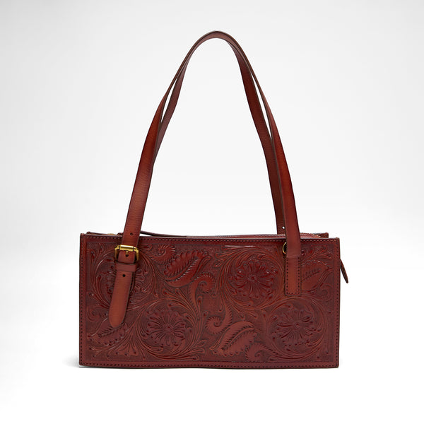 Loyal West MIVVA HANDTOOLED MINI BAG - SOFT WALNUT LEATHER - Myra USA