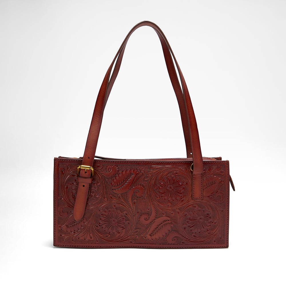 Loyal West MIVVA HANDTOOLED MINI BAG - SOFT WALNUT LEATHER - Myra USA