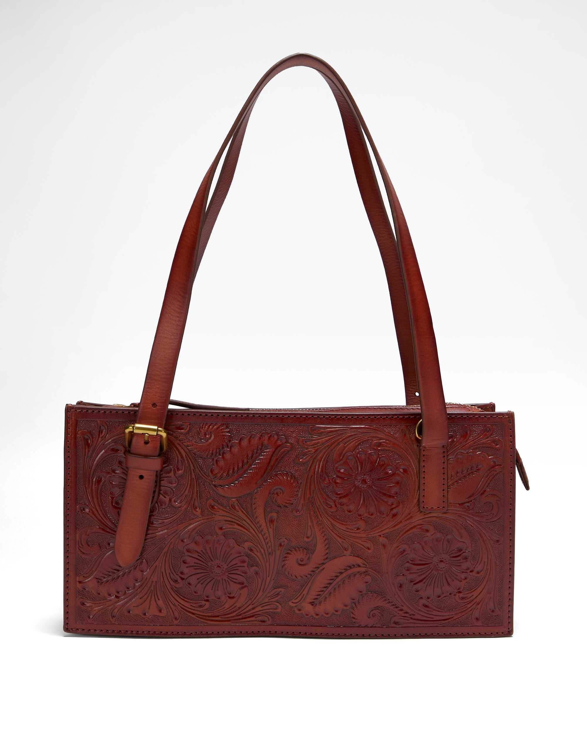 Loyal West MIVVA HANDTOOLED MINI BAG - SOFT WALNUT LEATHER
