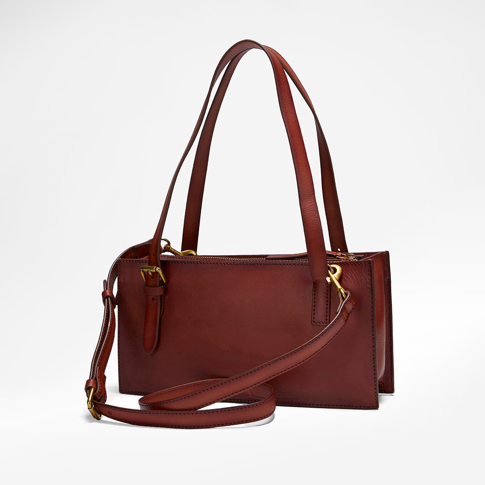 Loyal West MIVVA HANDTOOLED MINI BAG - SOFT WALNUT LEATHER - Myra USA
