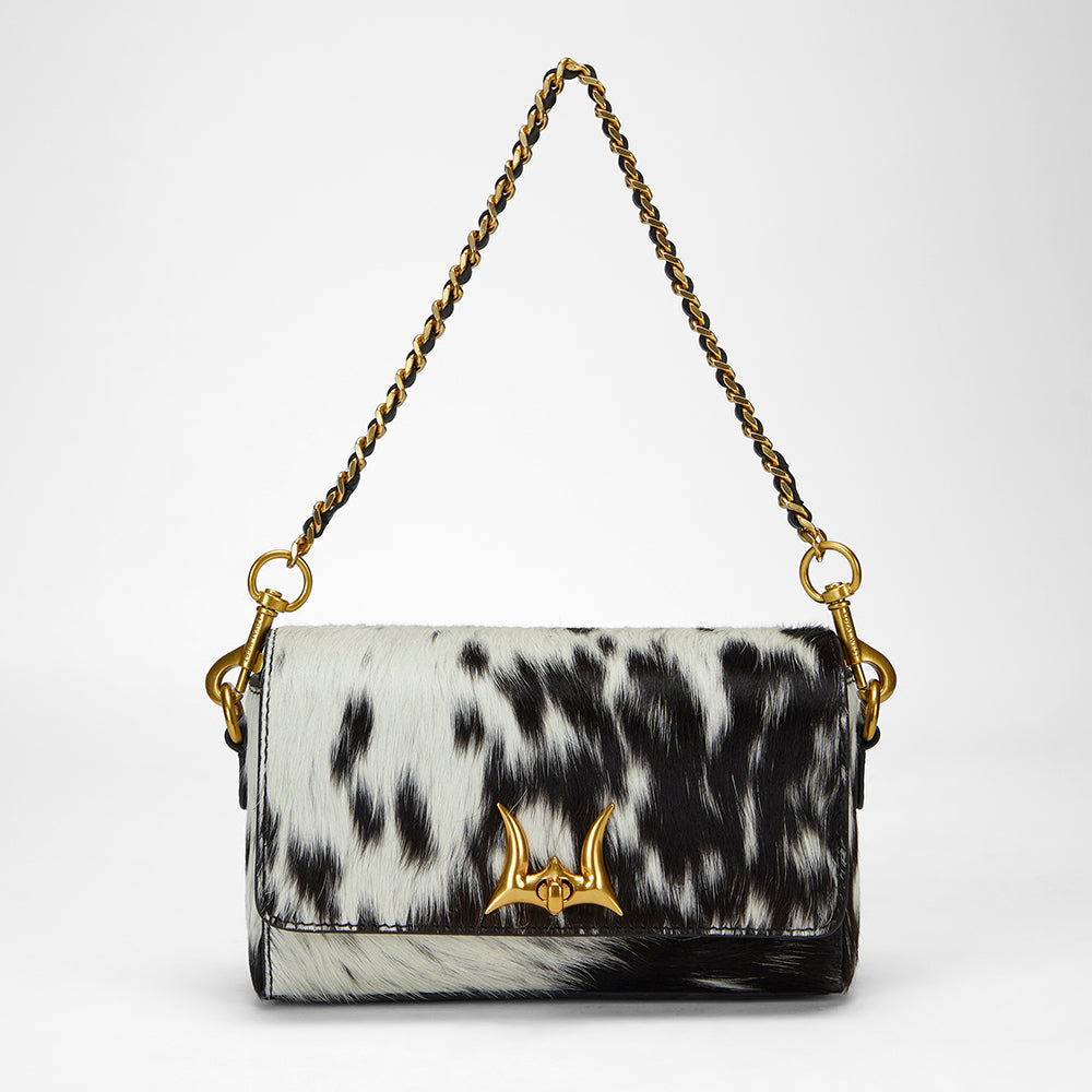 Loyal West SAVI MINI BAG IN BLACK & WHITE COWHIDE - Myra USA