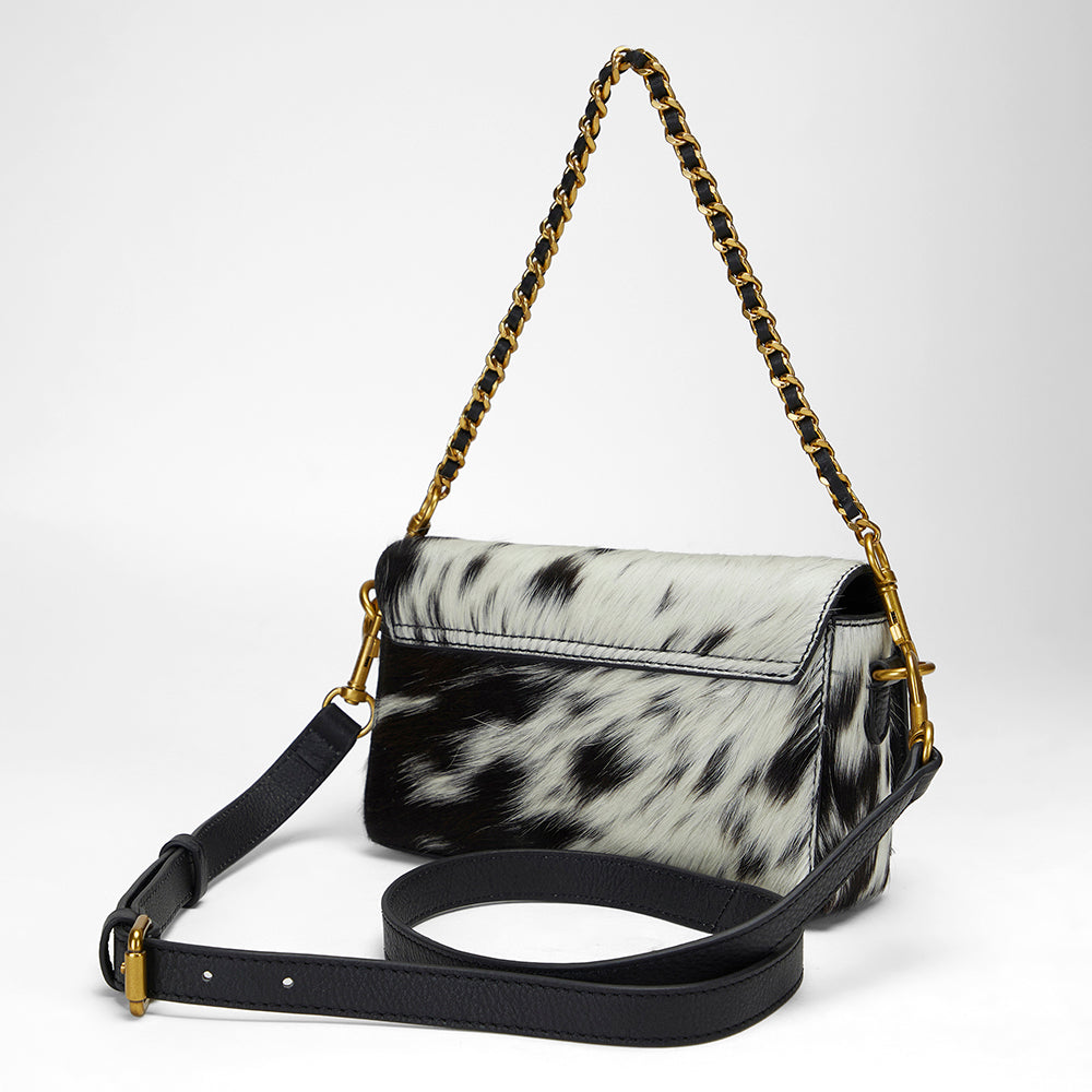 Loyal West SAVI MINI BAG IN BLACK & WHITE COWHIDE - Myra USA