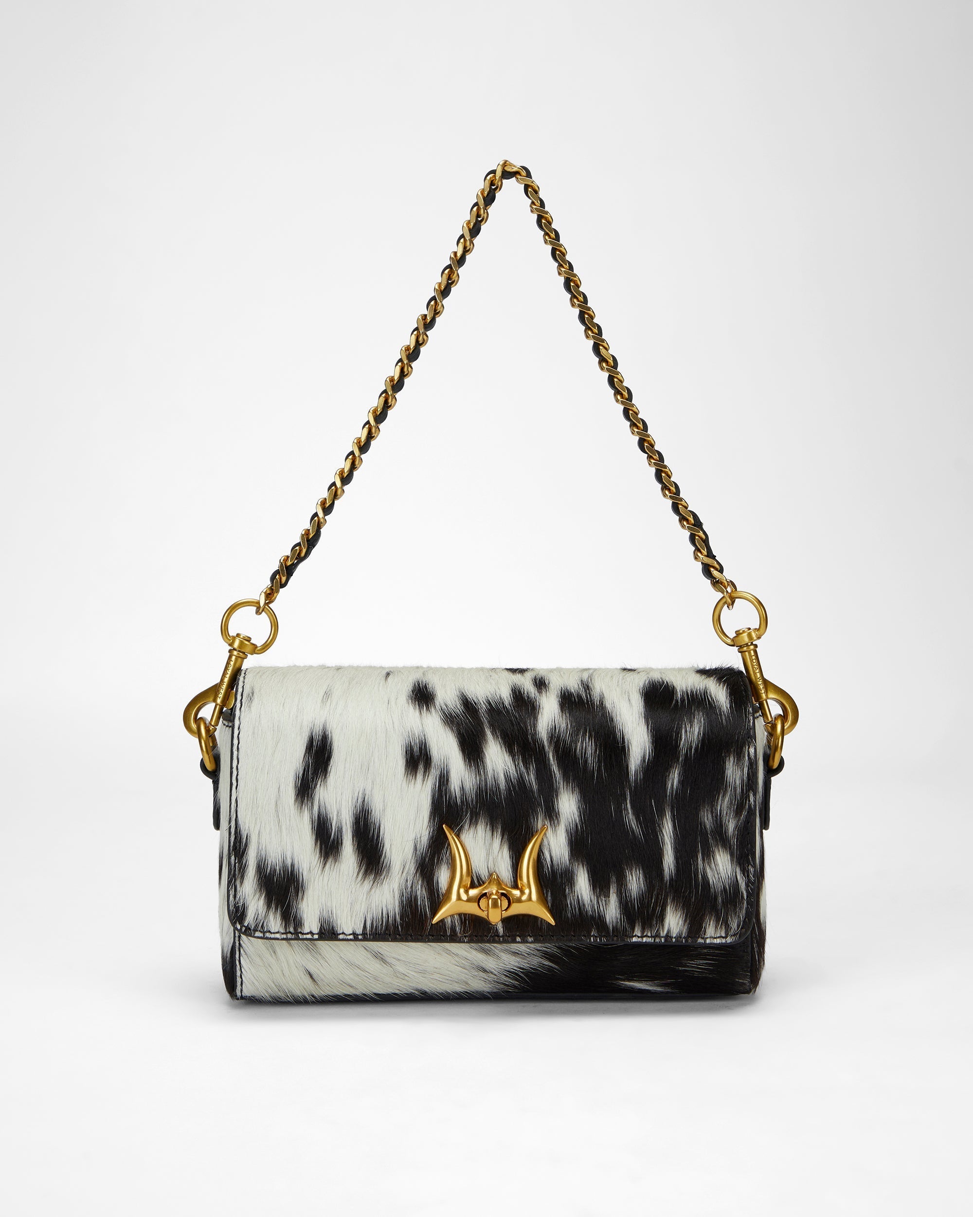 Loyal West SAVI MINI BAG IN BLACK & WHITE COWHIDE