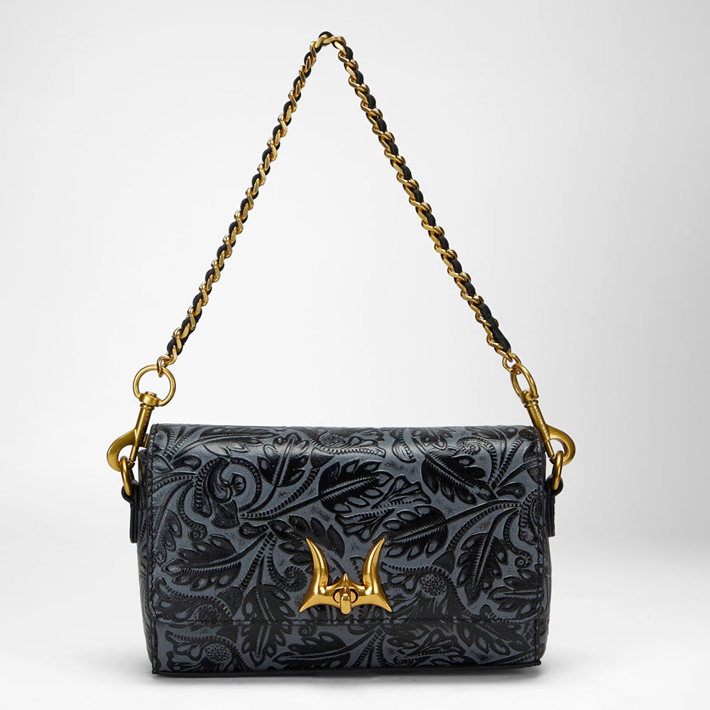 Loyal West SAVI MINI BAG IN  CALF LEATHER - BLACK - Myra USA