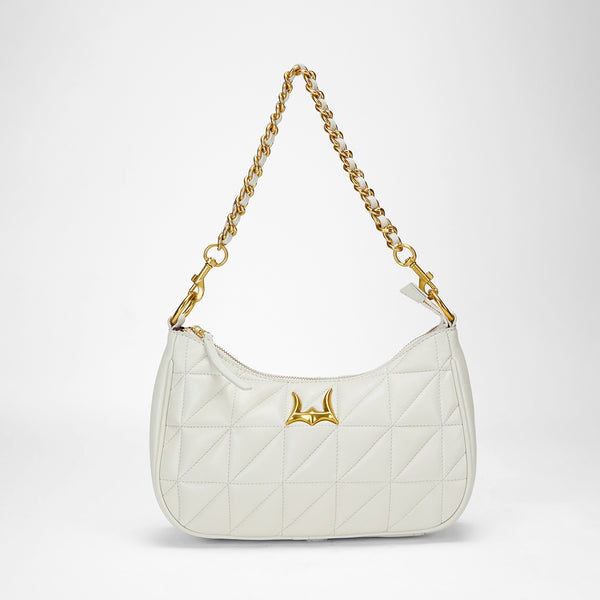 Loyal West JOE QUILTED NAPPA LEATHER BAG-WHITE - Myra USA
