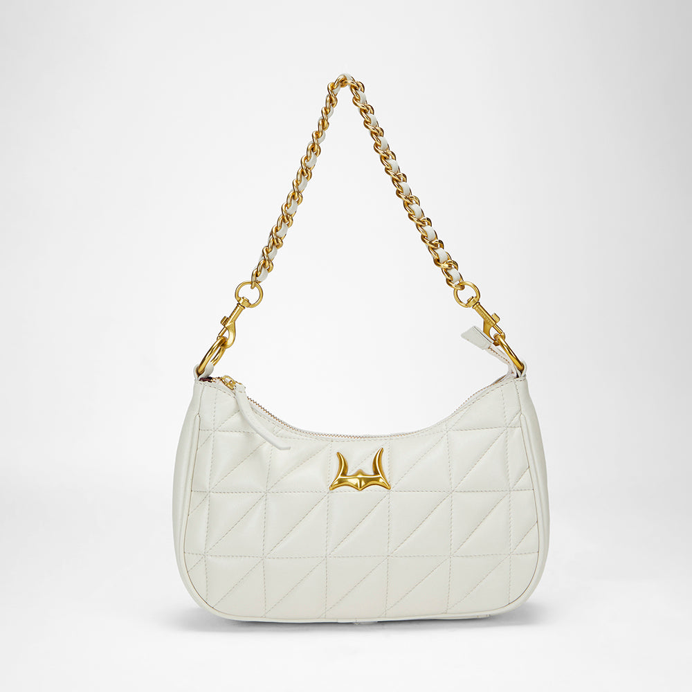 Loyal West JOE QUILTED NAPPA LEATHER BAG-WHITE - Myra USA