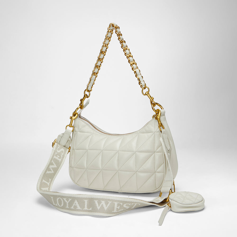 Loyal West JOE QUILTED NAPPA LEATHER BAG-WHITE - Myra USA