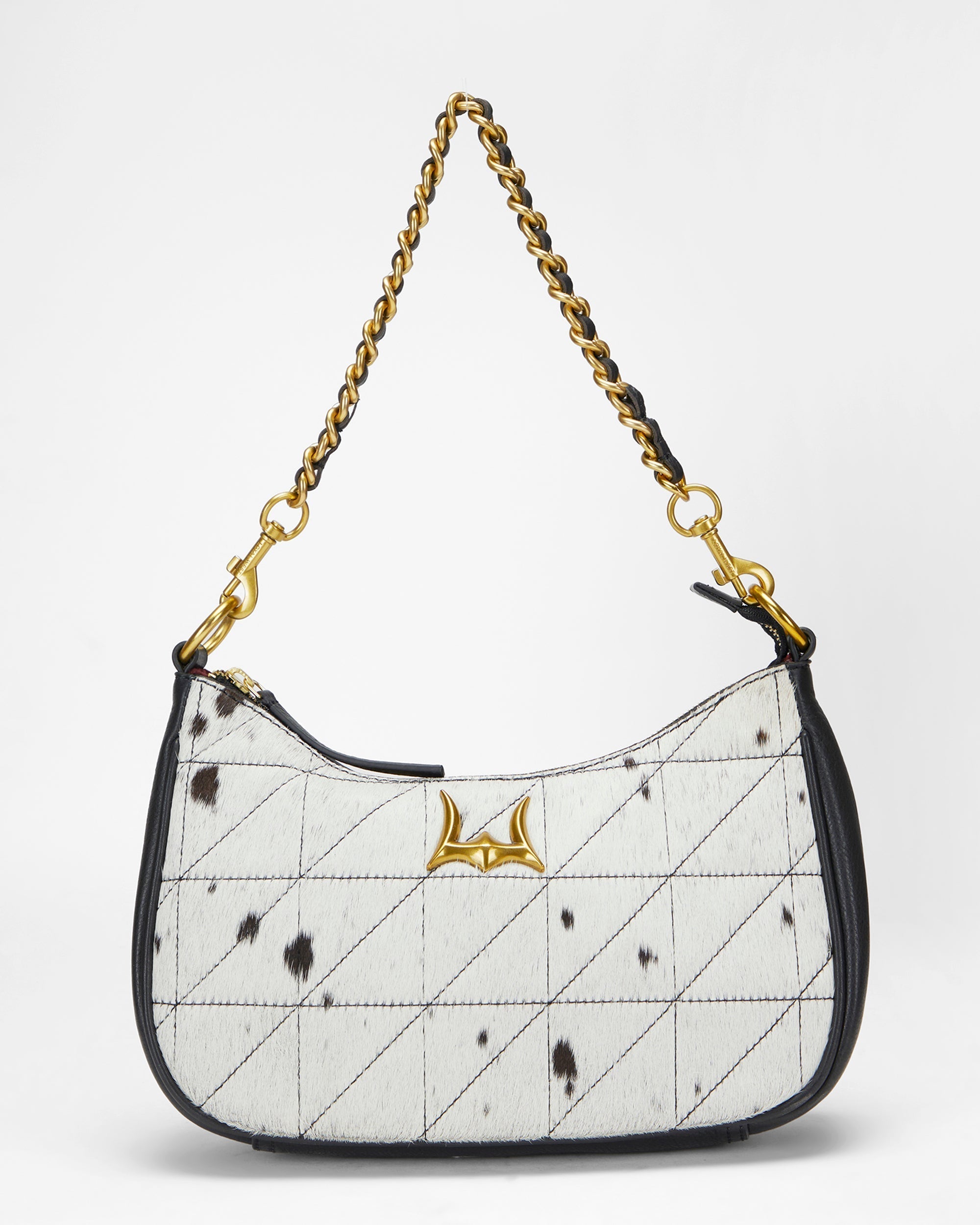 Loyal West JOE QUILTED NAPPA LEATHER BAG - BLACK & WHITE COWHIDE