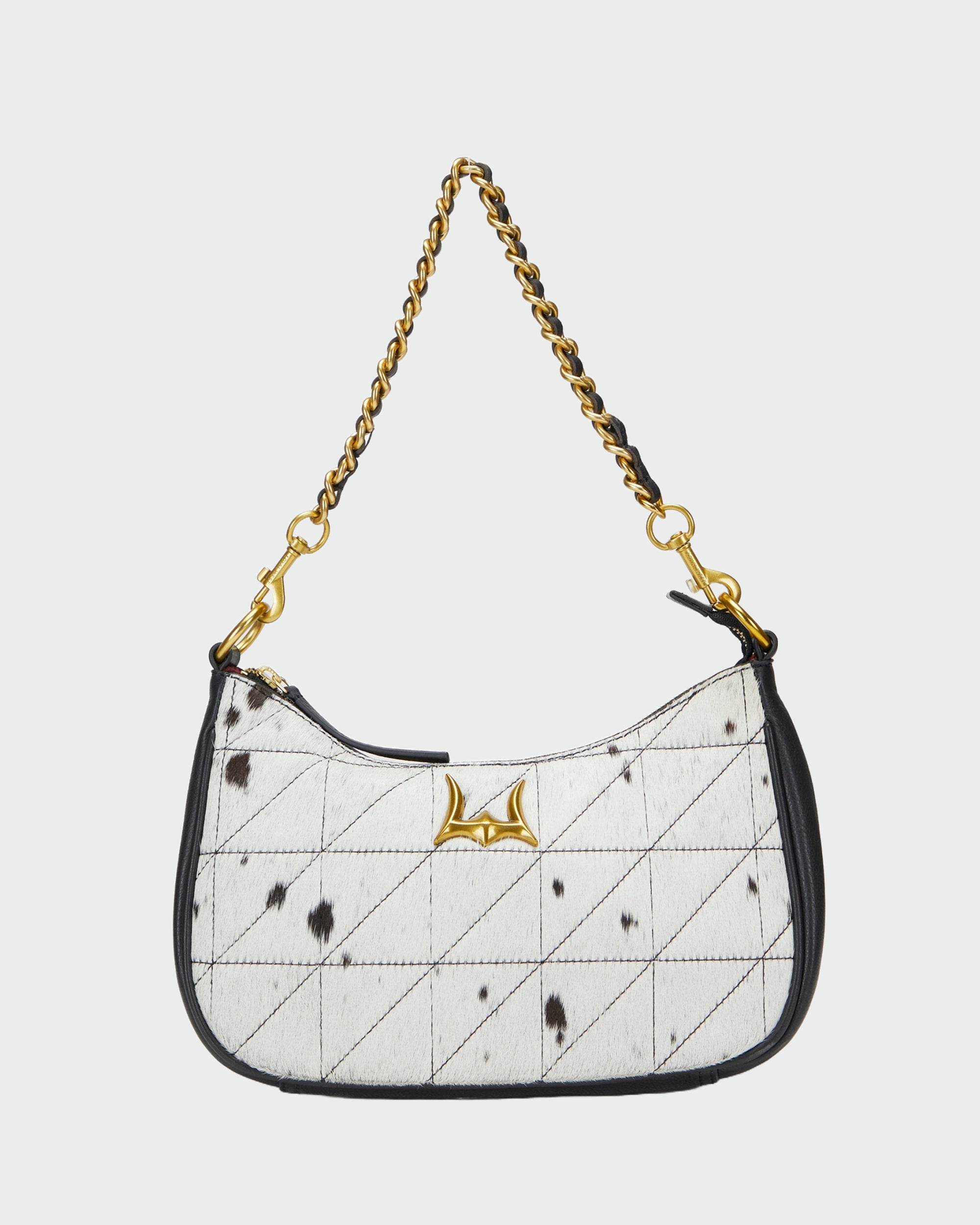 Loyal West JOE QUILTED NAPPA LEATHER BAG - BLACK & WHITE COWHIDE