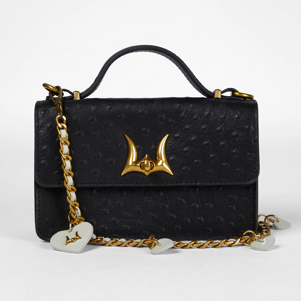 Loyal West HEART CHARM CHAIN IN WHITE CALF LEATHER (2 In 1 Crossbody Chain) - Myra USA