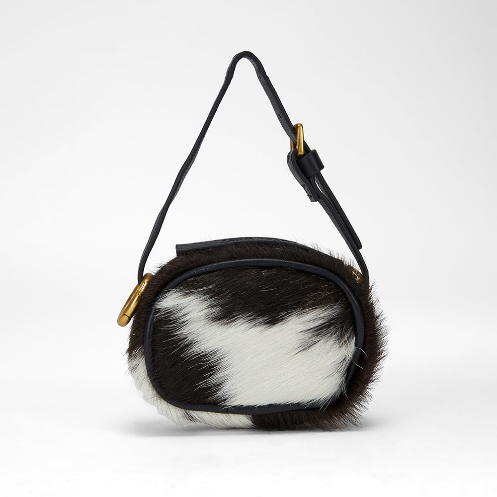 Loyal West SOPHIA MICRO BAG CHARM IN BLACK & WHITE COWHIDE - Myra USA