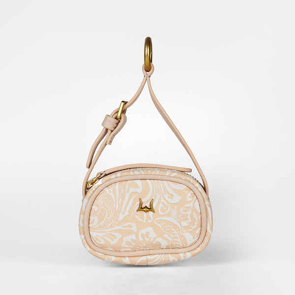 Loyal West SOPHIA MICRO BAG CHARM IN HAND FINISHED EMBOSSED LEATHER - WHITE - Myra USA