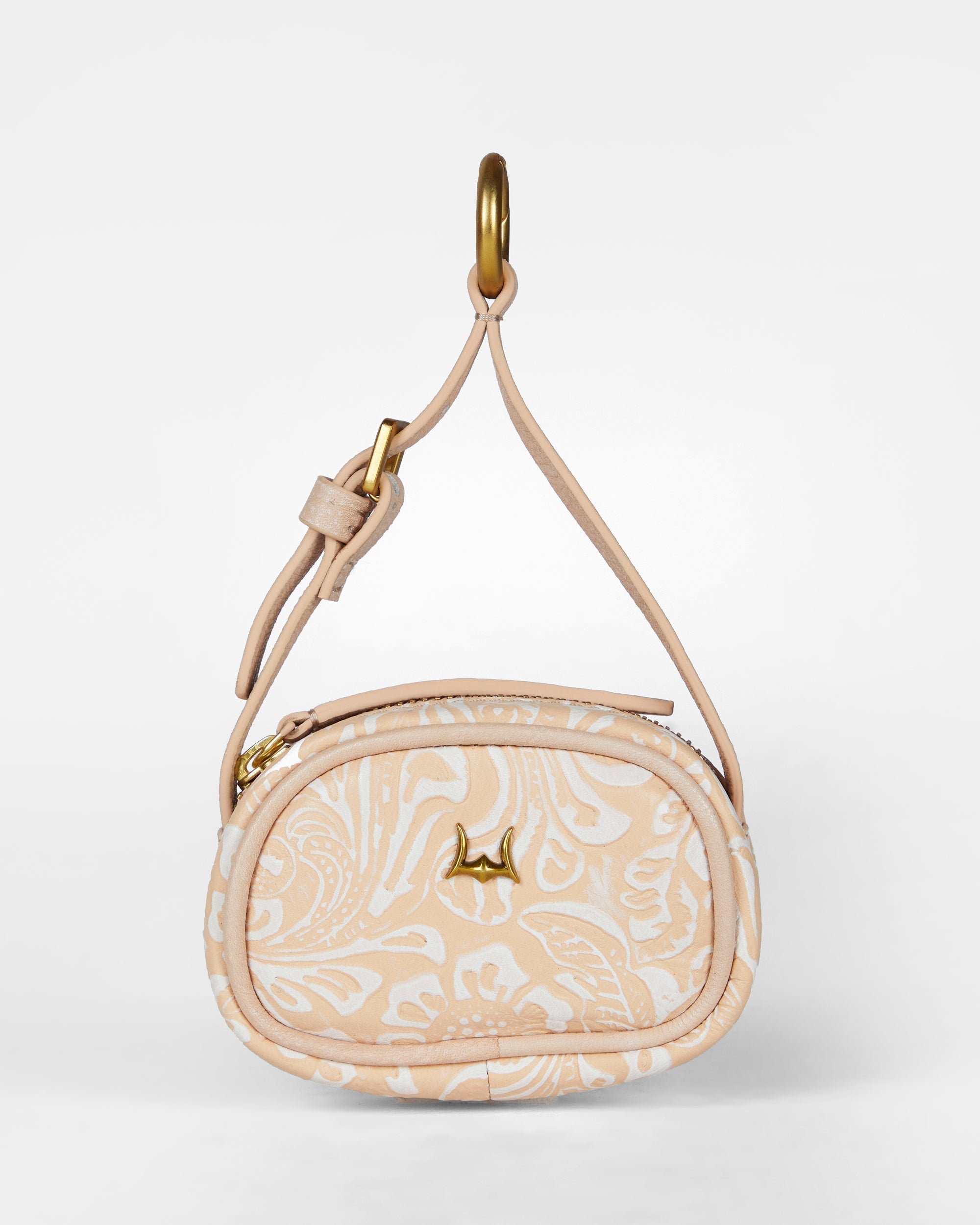 Loyal West SOPHIA MICRO BAG CHARM IN HAND FINISHED EMBOSSED LEATHER - WHITE