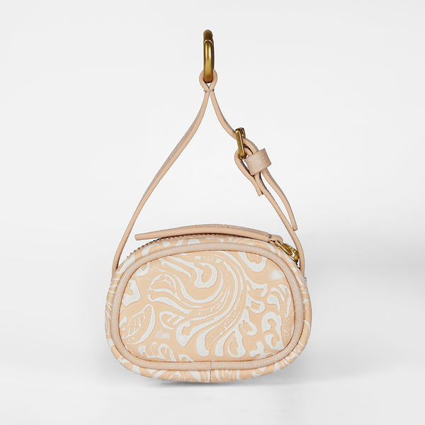 Loyal West SOPHIA MICRO BAG CHARM IN HAND FINISHED EMBOSSED LEATHER - WHITE - Myra USA