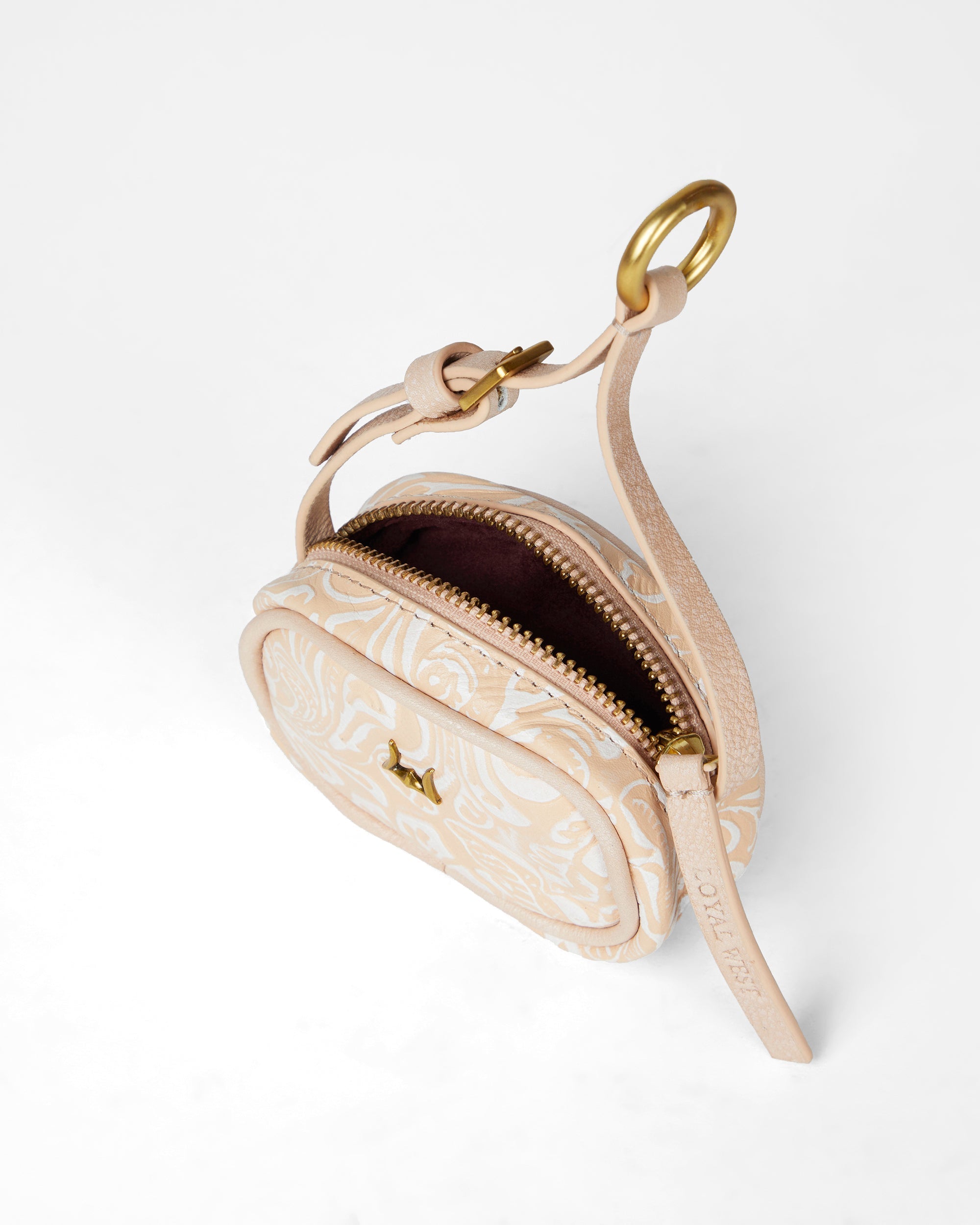 Loyal West SOPHIA MICRO BAG CHARM IN HAND FINISHED EMBOSSED LEATHER - WHITE
