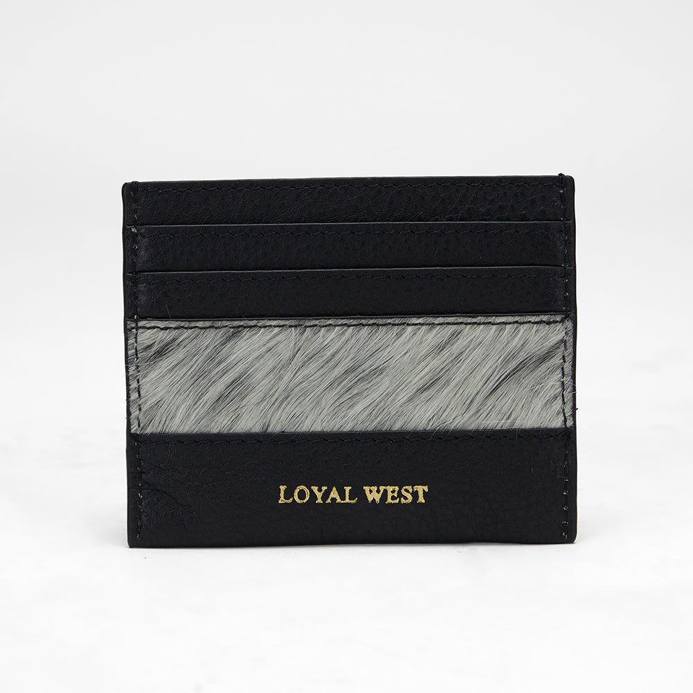 Loyal West SHELL CARD HOLDER IN BLACK & WHITE COWHIDE - Myra USA