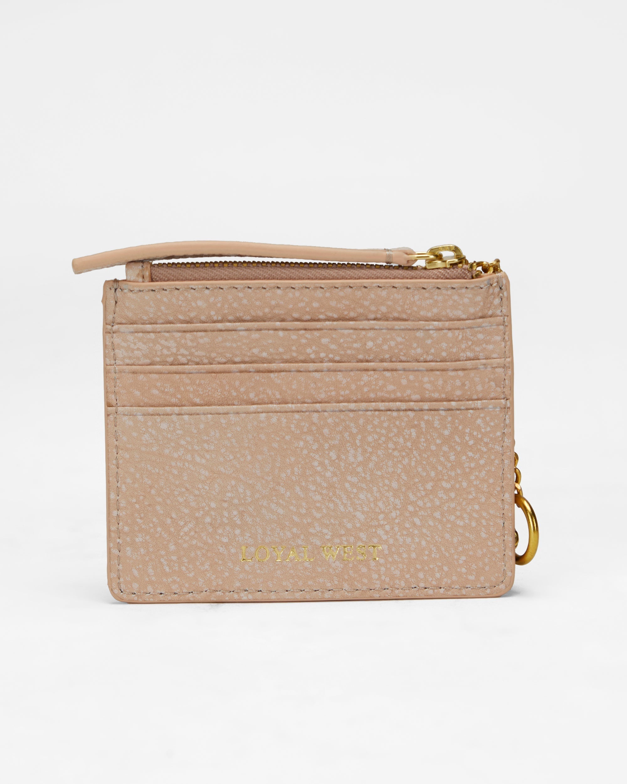 Loyal West SOPHIA CREDIT CARD HOLDER IN HAND FINISHED EMBOSSED LEATHER -  WHITE