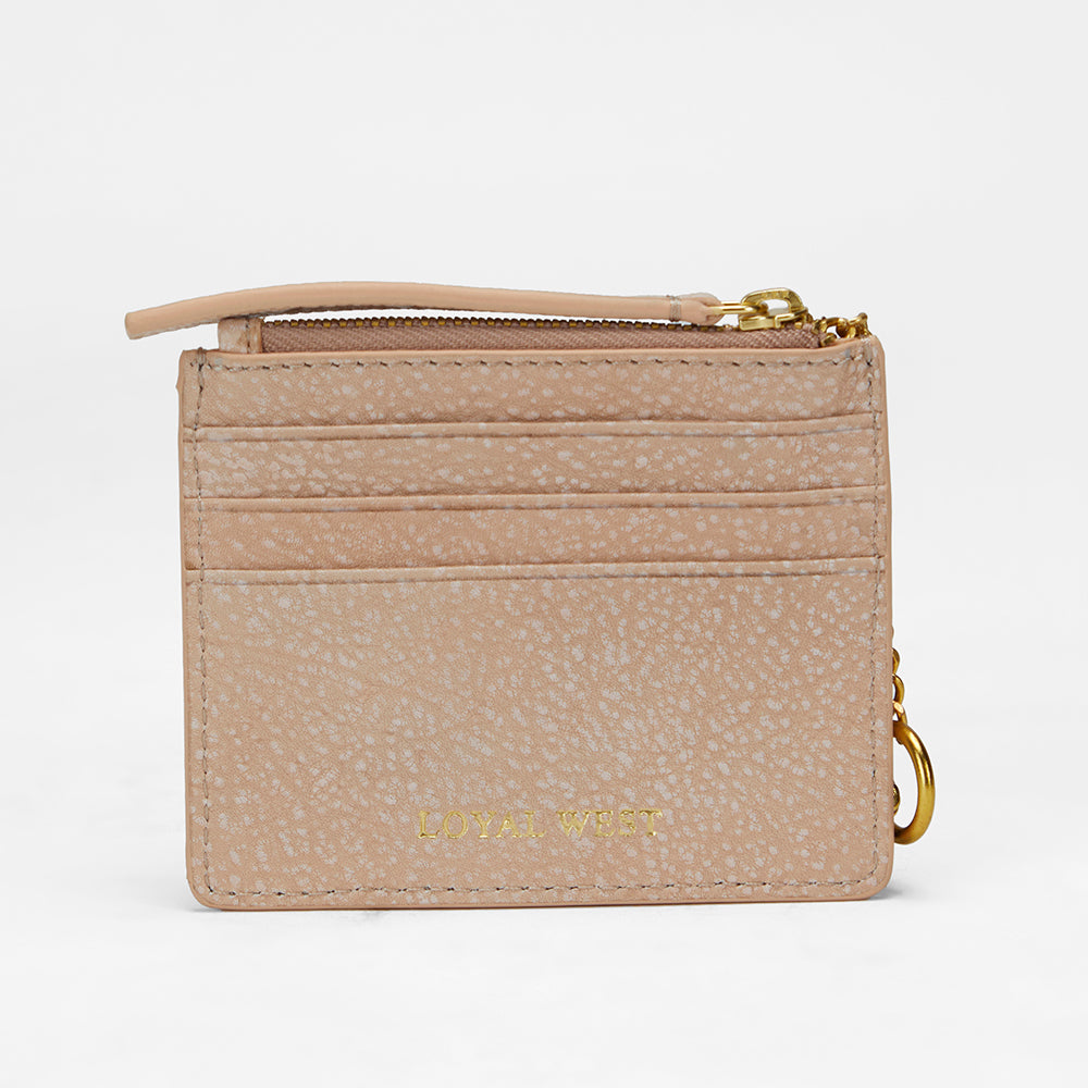 Loyal West SOPHIA CREDIT CARD HOLDER IN HAND FINISHED EMBOSSED LEATHER -  WHITE - Myra USA