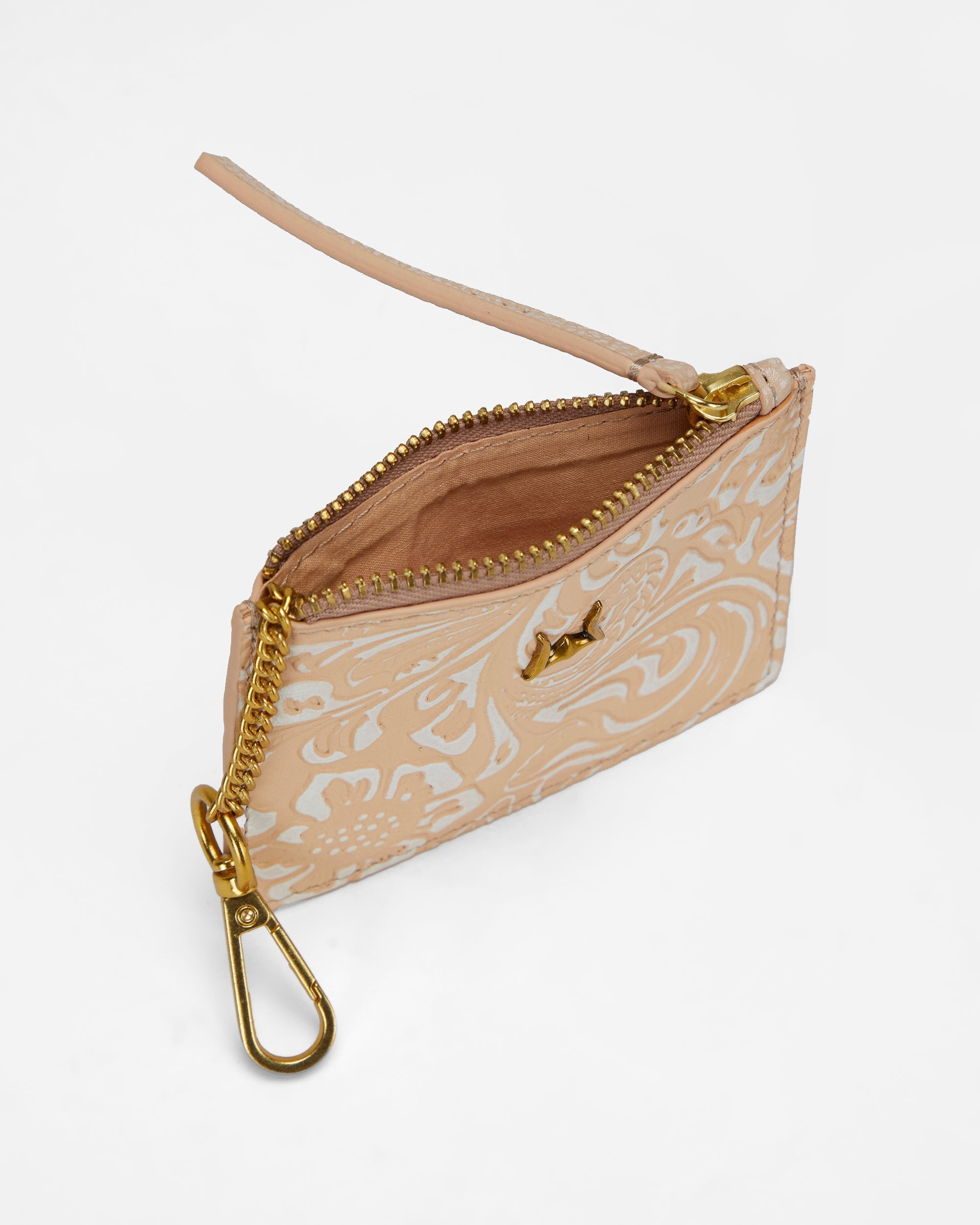 Loyal West SOPHIA CREDIT CARD HOLDER IN HAND FINISHED EMBOSSED LEATHER -  WHITE