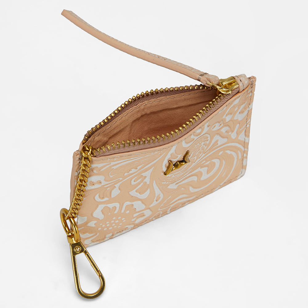 Loyal West SOPHIA CREDIT CARD HOLDER IN HAND FINISHED EMBOSSED LEATHER -  WHITE - Myra USA