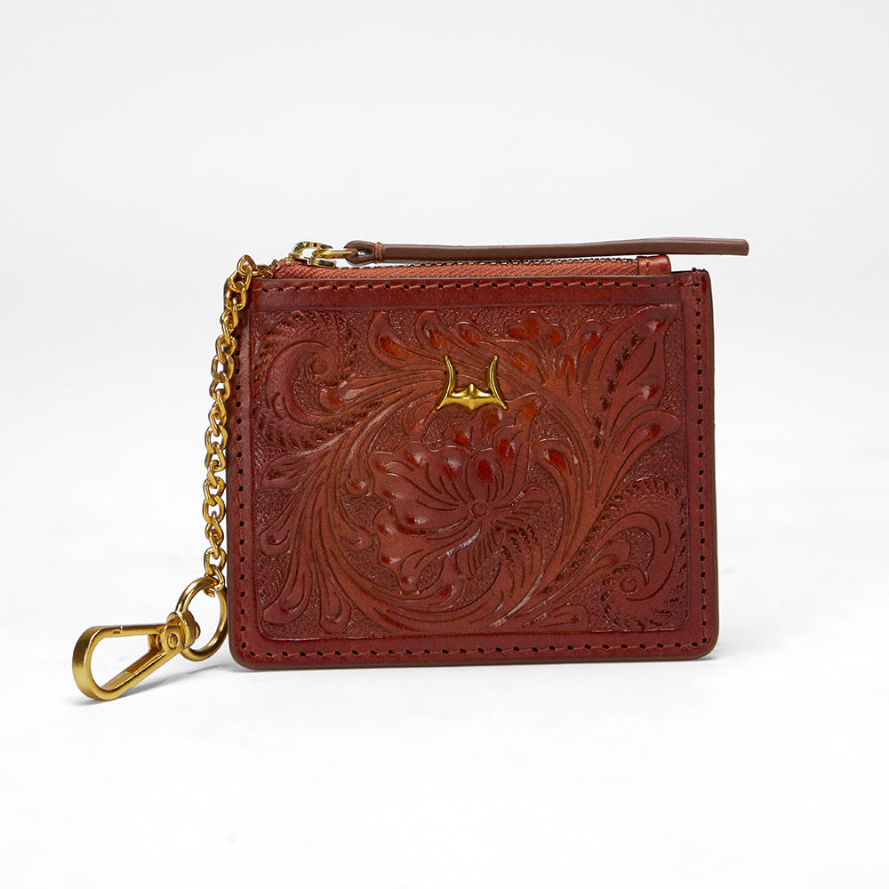 Loyal West SOPHIA CREDIT CARD HOLDER IN HANDTOOLED LEATHER - Myra USA