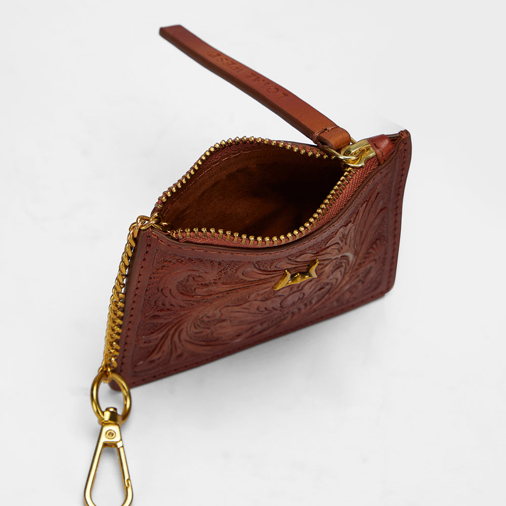Loyal West SOPHIA CREDIT CARD HOLDER IN HANDTOOLED LEATHER - Myra USA