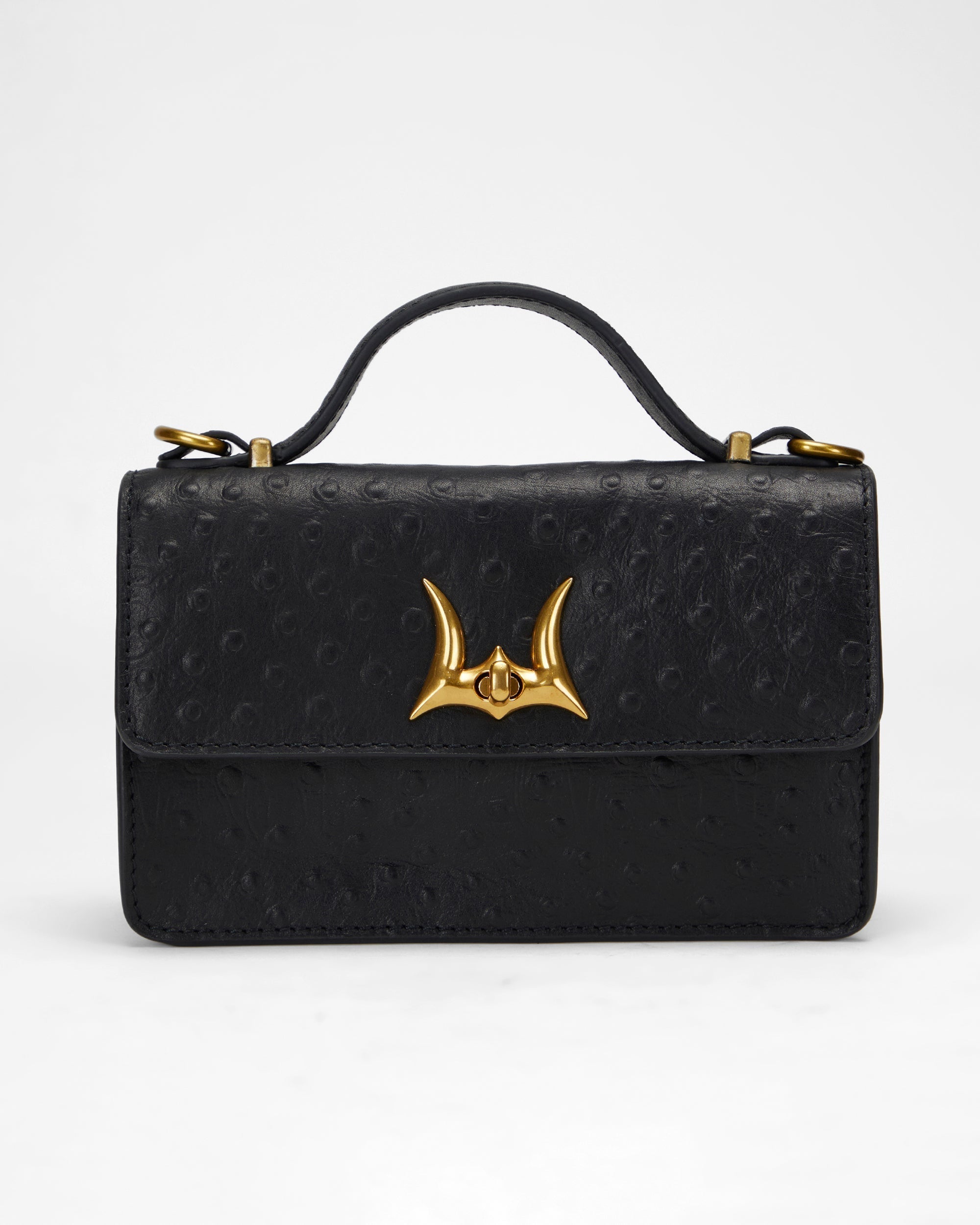 Loyal West VALENCIA OSTRICH LEATHER BAG - BLACK