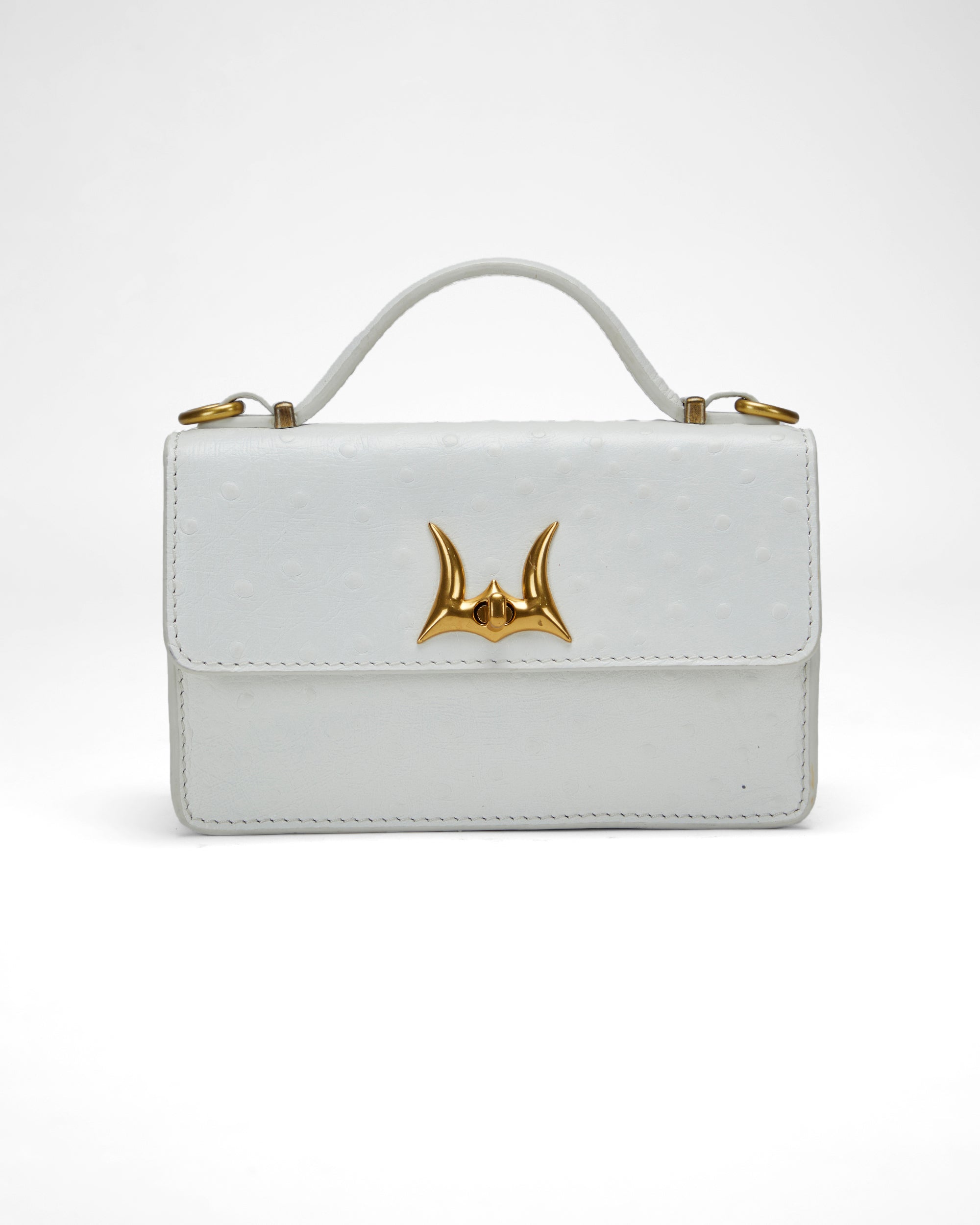 Loyal West VALENCIA OSTRICH LEATHER BAG - WHITE