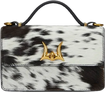 Loyal West VALENCIA OSTRICH LEATHER BAG - BLACK & WHITE COWHIDE