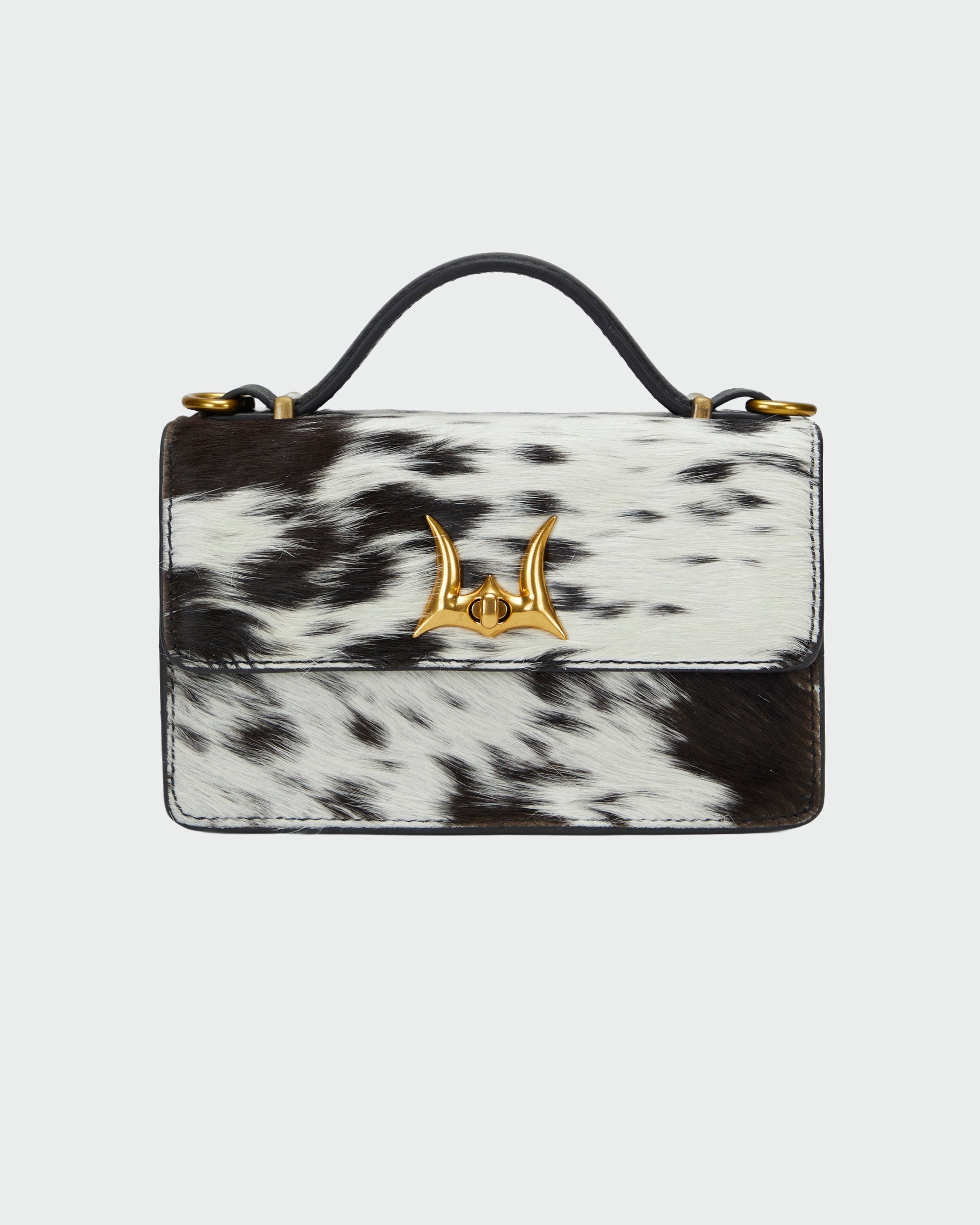 Loyal West VALENCIA OSTRICH LEATHER BAG - BLACK & WHITE COWHIDE