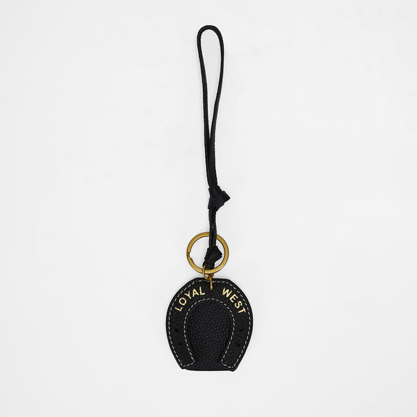 Loyal West HORSE SHOE BAG CHARM IN CALF LEATHER - BLACK - Myra USA