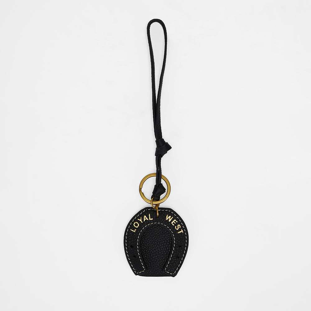 Loyal West HORSE SHOE BAG CHARM IN CALF LEATHER - BLACK