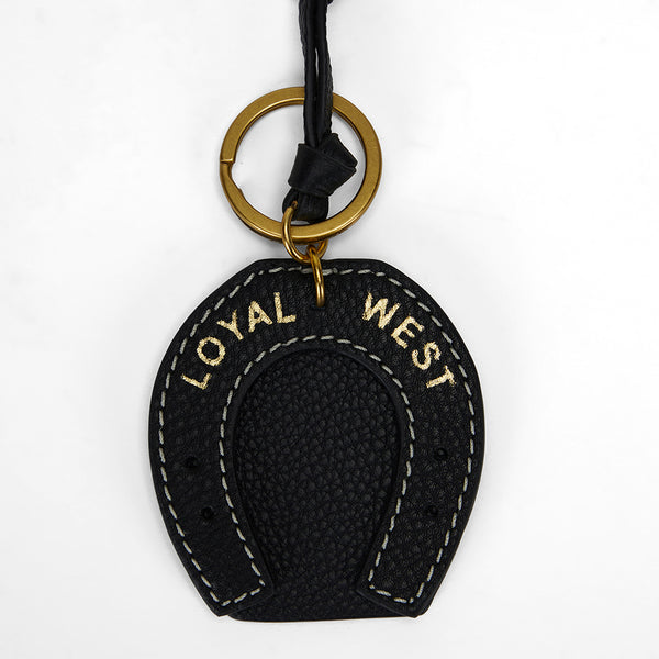 Loyal West HORSE SHOE BAG CHARM IN CALF LEATHER - BLACK - Myra USA