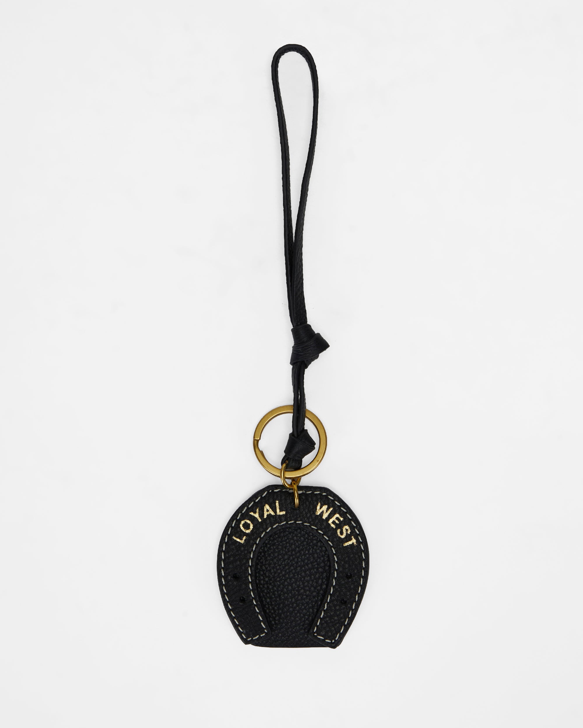 Loyal West HORSE SHOE BAG CHARM IN CALF LEATHER - BLACK
