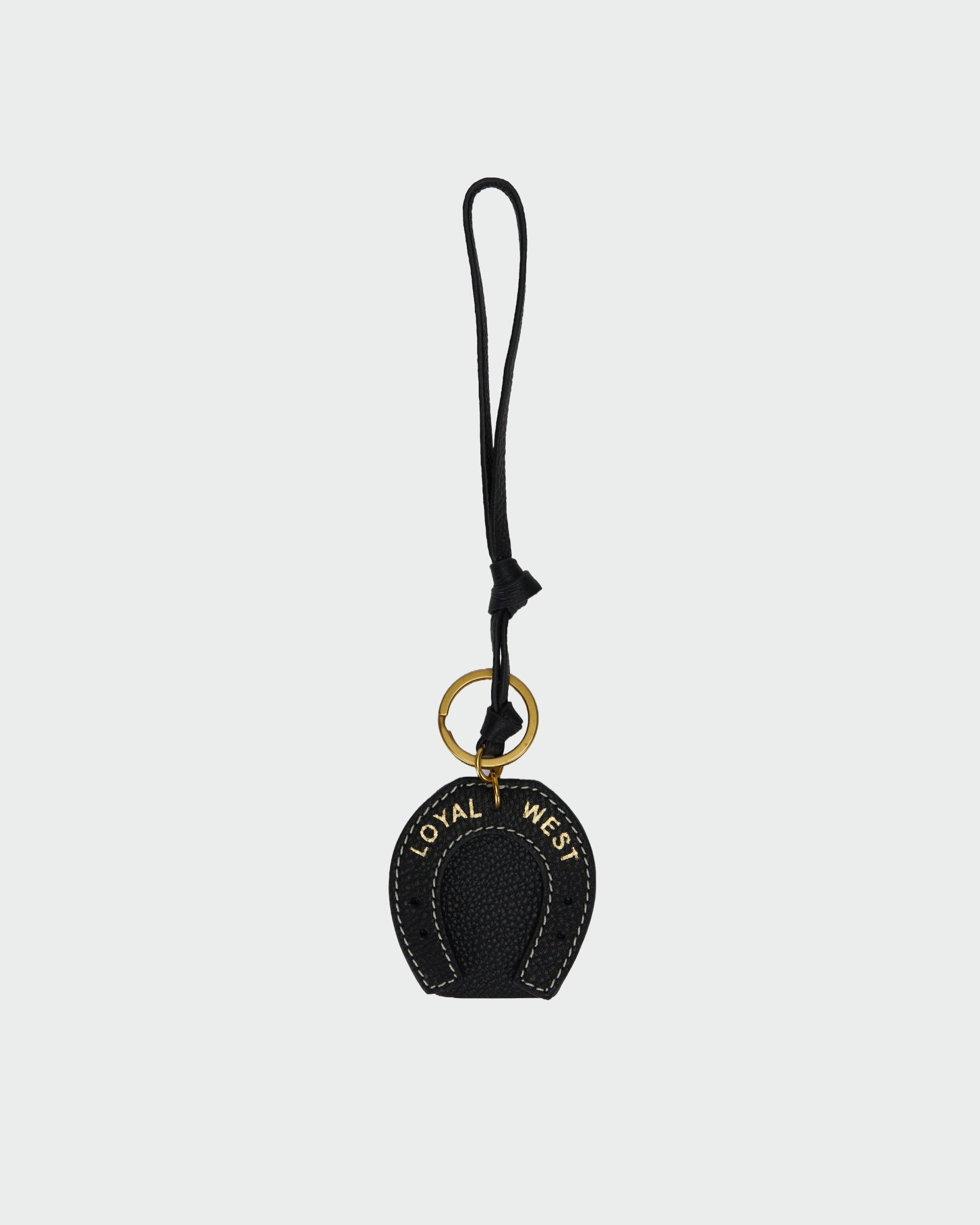 Loyal West HORSE SHOE BAG CHARM IN CALF LEATHER - BLACK