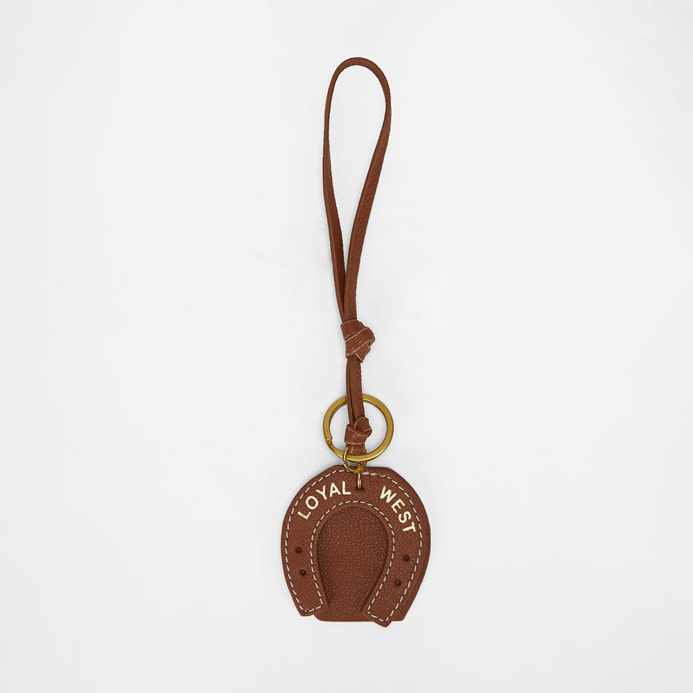 Loyal West HORSE SHOE BAG CHARM IN CALF LEATHER - TAN - Myra USA