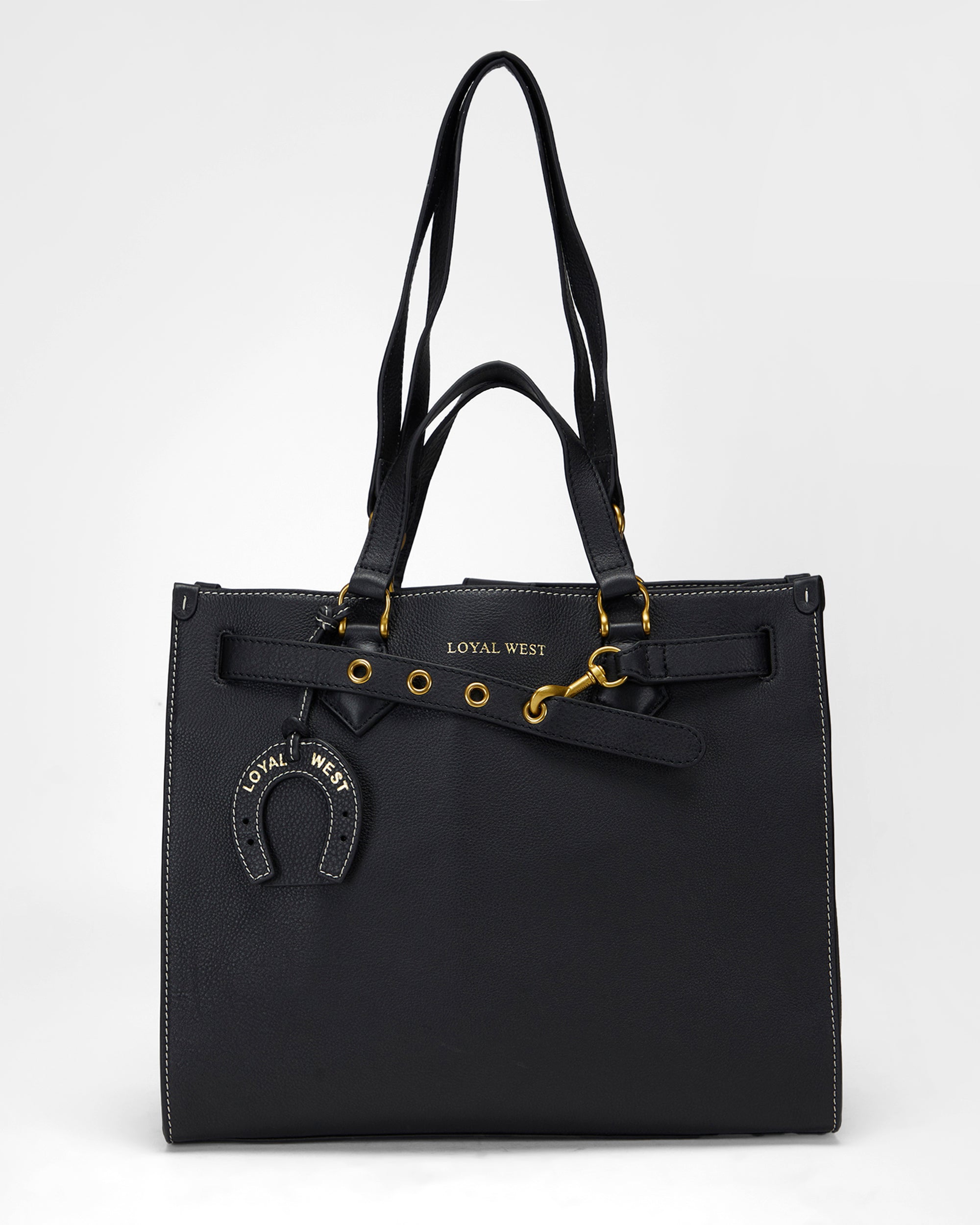 Loyal West STANDARD MEDIUM TOTE BAG IN CALFSKIN - BLACK