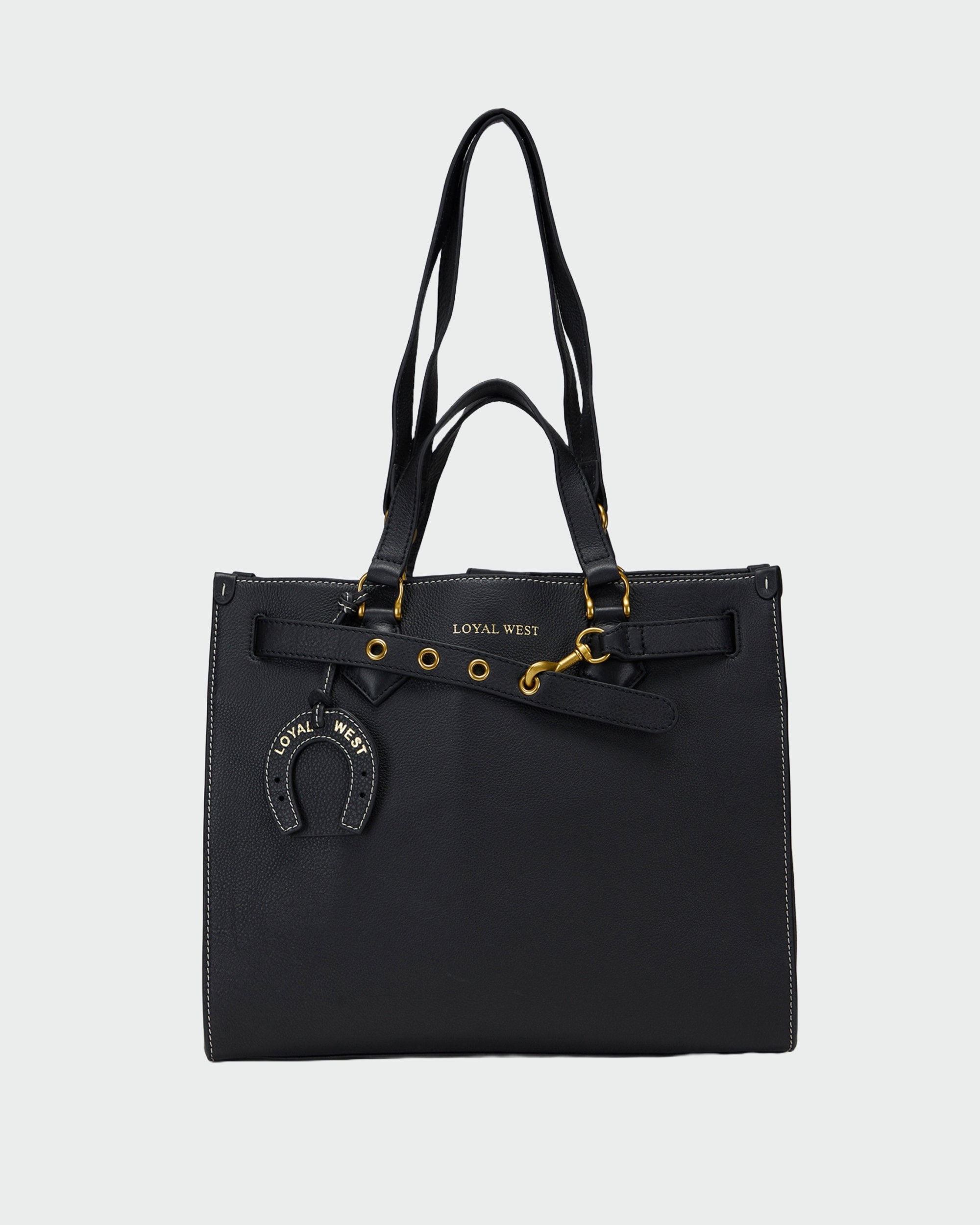 Loyal West STANDARD MEDIUM TOTE BAG IN CALFSKIN - BLACK