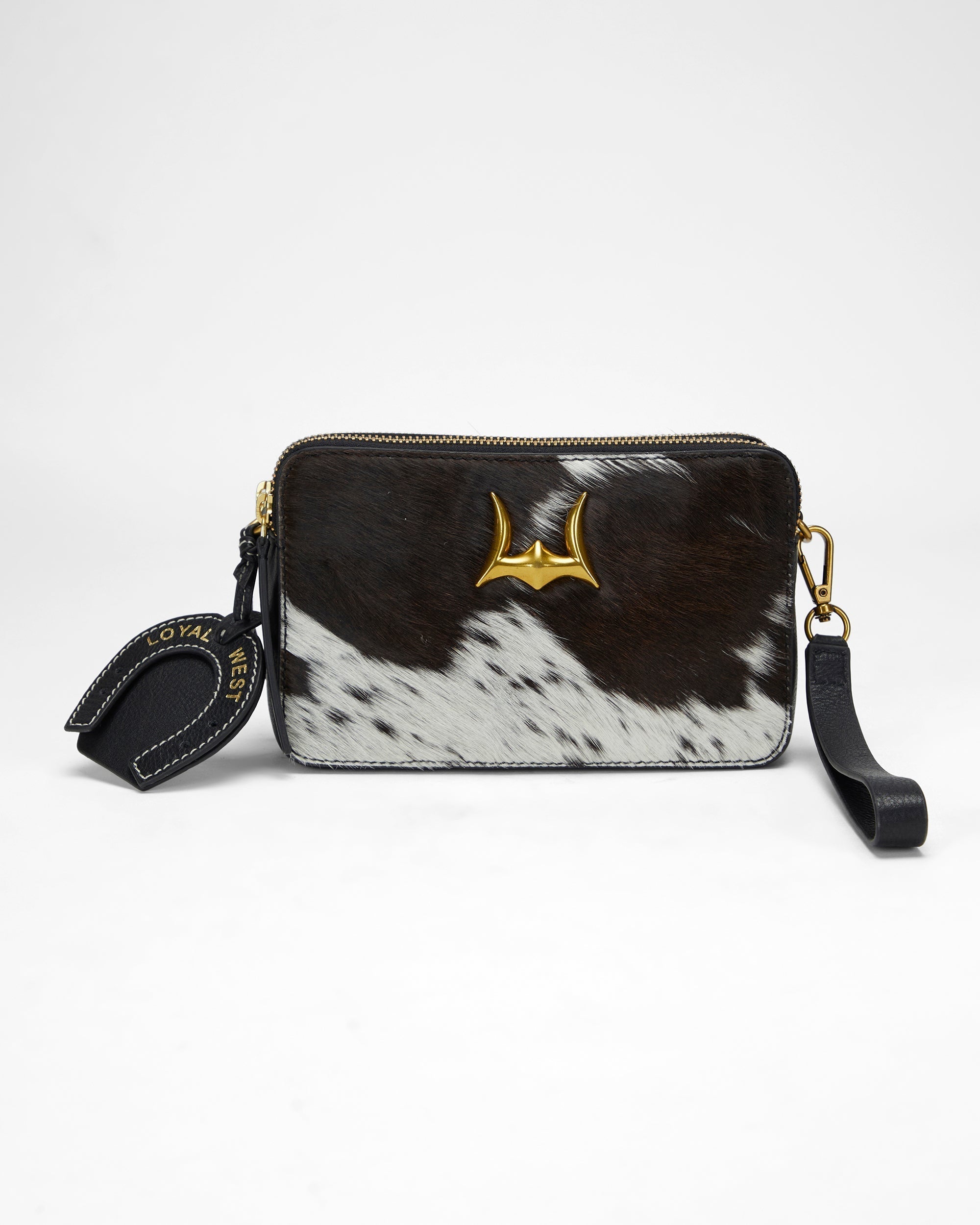 Loyal West SHELL MINI PURSE IN BLACK & WHITE COWHIDE