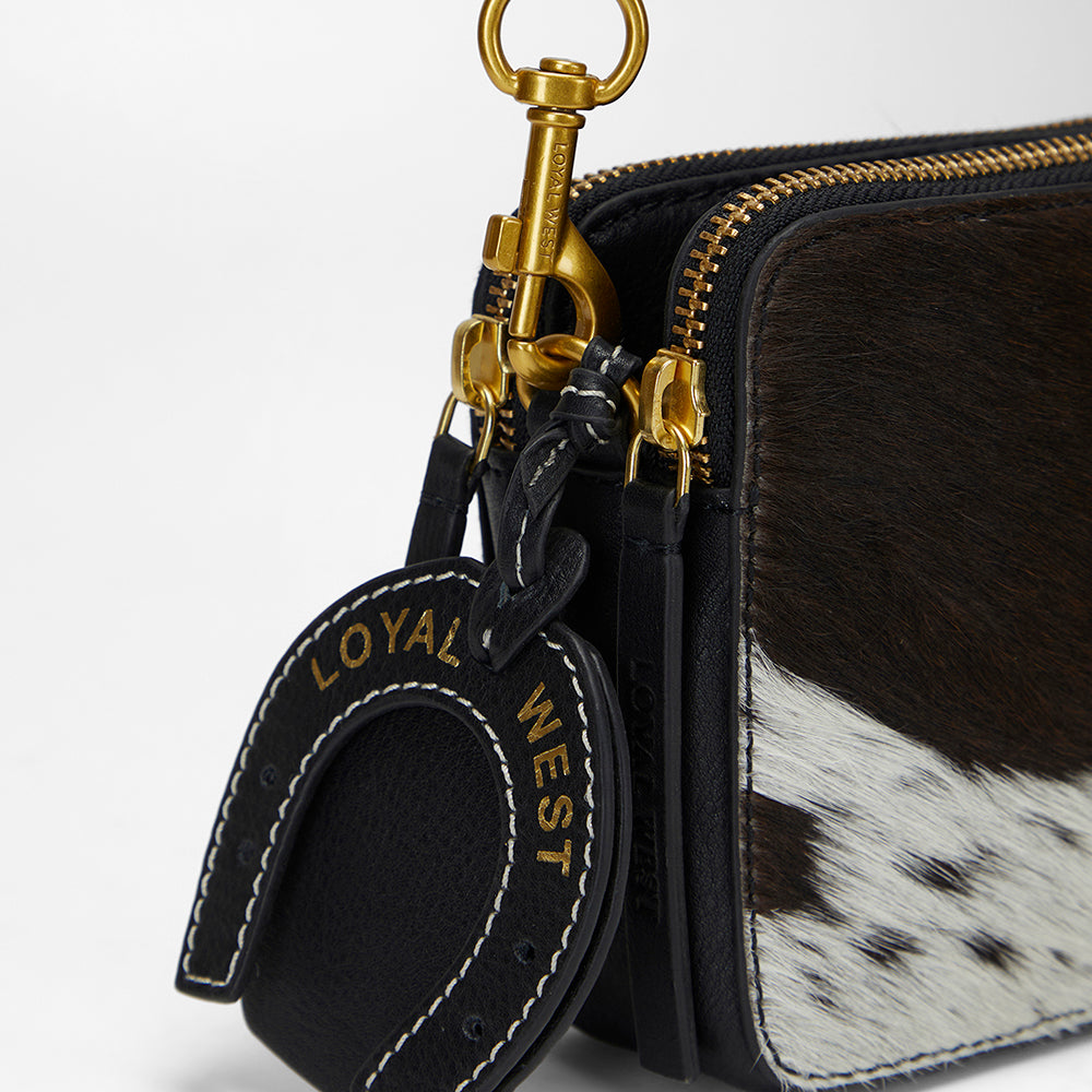 Loyal West SHELL MINI PURSE IN BLACK & WHITE COWHIDE - Myra USA
