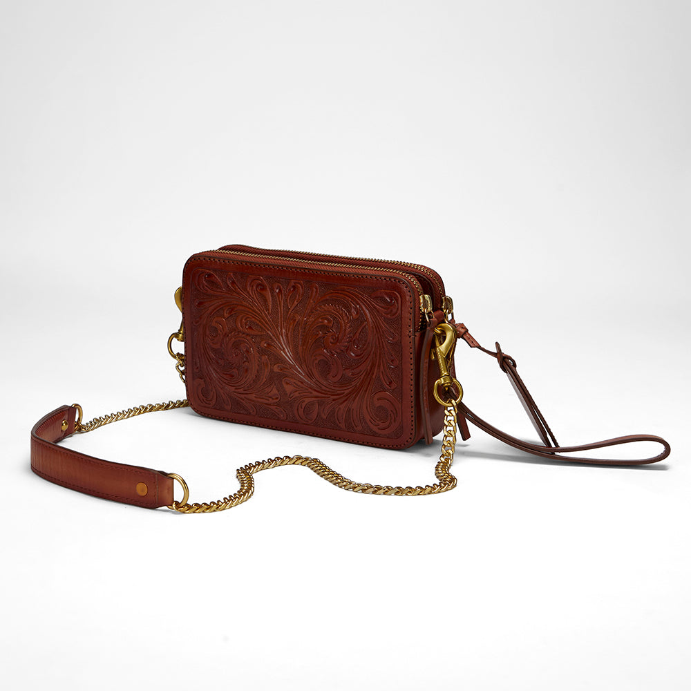Loyal West SHELL MINI PURSE IN HANDTOOLED LEATHER - Myra USA