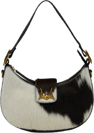 Loyal West LW HOBO MEDIUM PURSE IN BLACK & WHITE COWHIDE